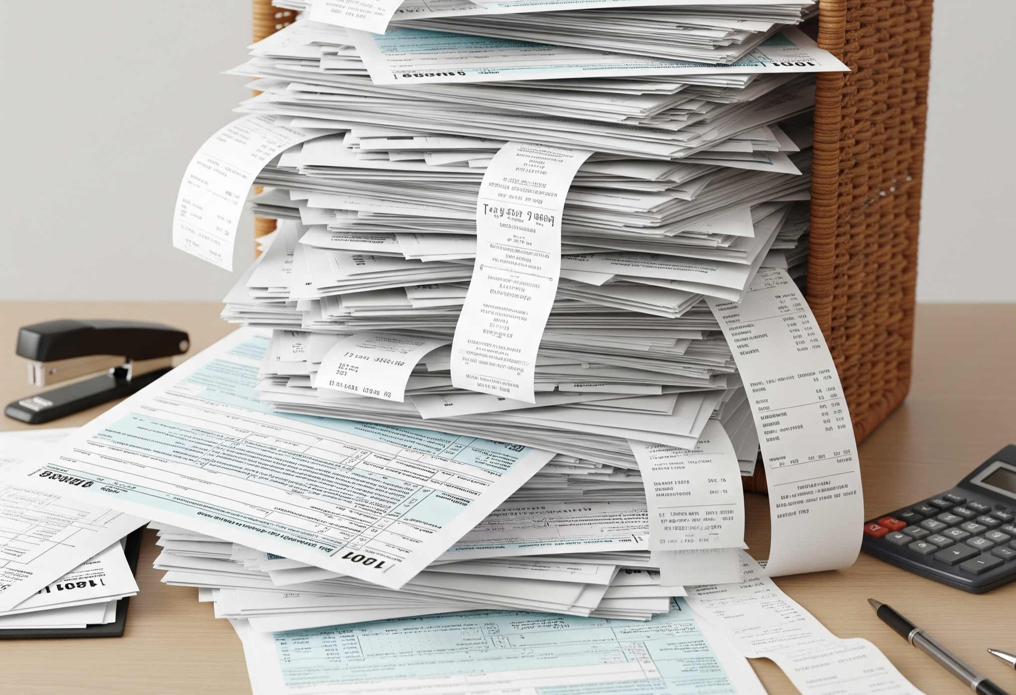 image of pile of tax papers